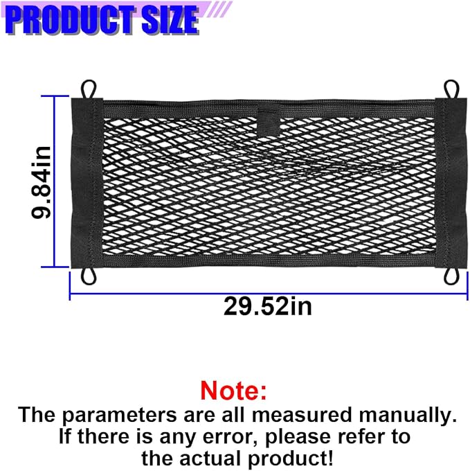 Craedli 2PCS Small Cargo Net, Elastic Stretchable Mesh Net Pocket with Mounting Screws and Hooks, Universal Automotive Trunk Netting Storage Pouch for Car, Truck, SUV, Boat, RV(29 x 9.8 Inch)