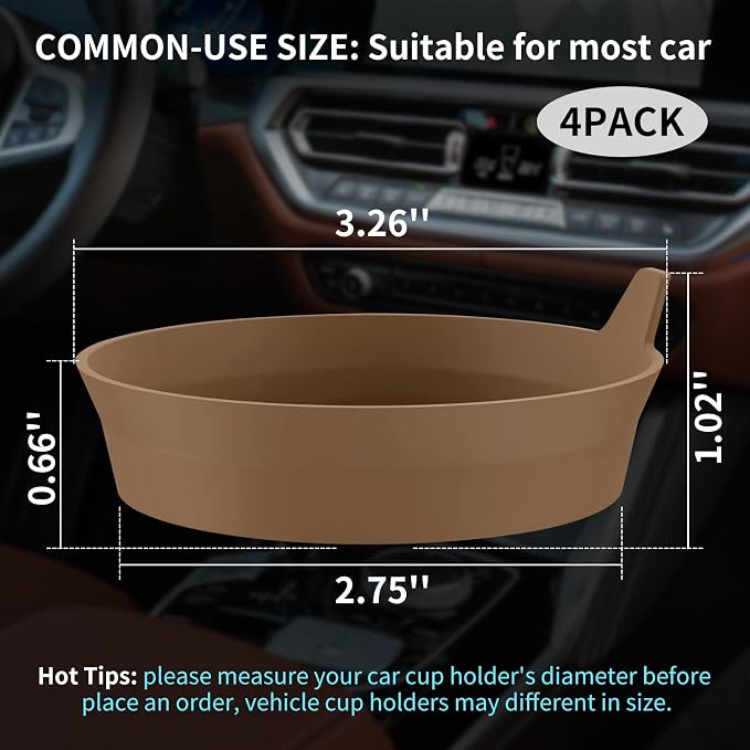 ME.FAN Car Cup Coasters [4 Pack] Silicone Cars Coasters - Universal Non-Slip Recessed Interior Accessories - Cup Holder Inserts Coffee