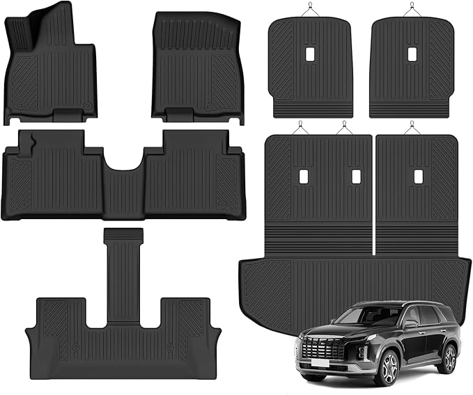 Naibeve Floor Mats for 2026 Hyundai Palisade Hybrid 7 Seats (Bucket Seats) | All Weather Custom Fit Floor Mats, Cargo Mat, Backrest Mats, (Not for Gas) Interior Protector accessories