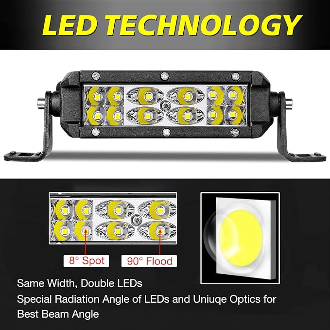 5 Inch Slim LED Light Bar 36W Combo Small Off Road Driving Lights | Slim LED Light Bar Waterproof Work Backup Head Lights for Dirt Bike Truck UTV ATV Motorcycle
