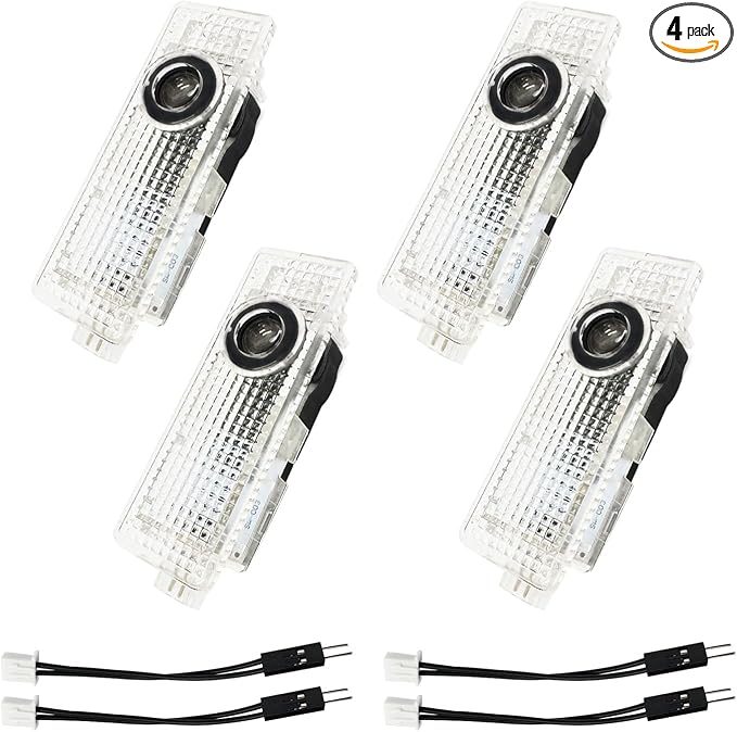 4 Pcs Car Welcome Lights, LED Door Projector Lights Compatible With 1/2/3/4/5/6/7/X1/X2/X3/X4/X5/X6/X7/M/Z/GT M with letter