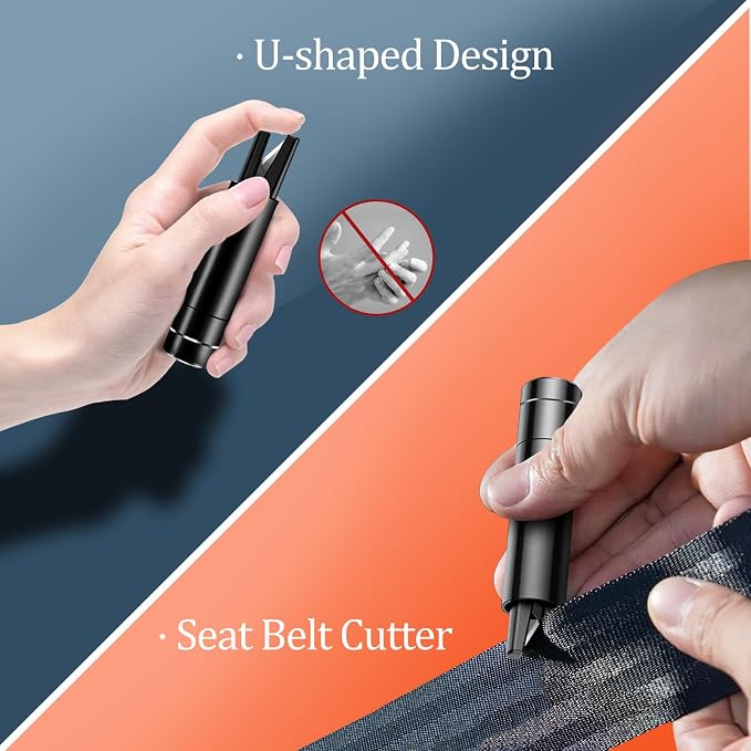 Car Window Breaker and Seatbelt Cutter 2 Pack, 2-in-1 Car Safety Hammer, Multifunctional Auto Glass Breaker, Portable Emergency Rescue Tool for Automotive Accidents