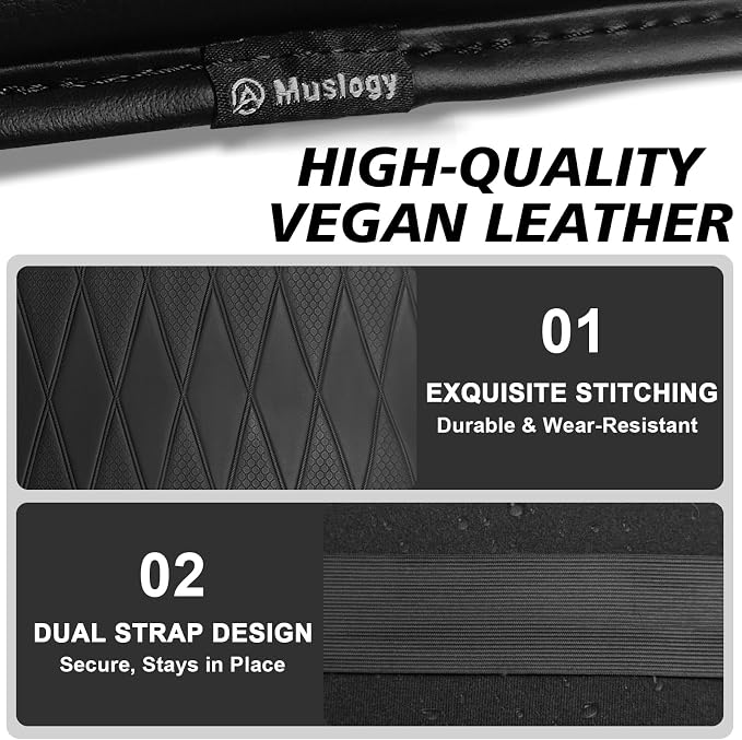 Muslogy Center Console Armrest Cover Fit for Ram 1500 2500 3500 2019-2026 Accessories, Comfort Armrest Pad Console Lid Cushion Vegan Leather 1-Inch Extra Thick, Bucket Seat ONLY (V2 Diamond Pattern)