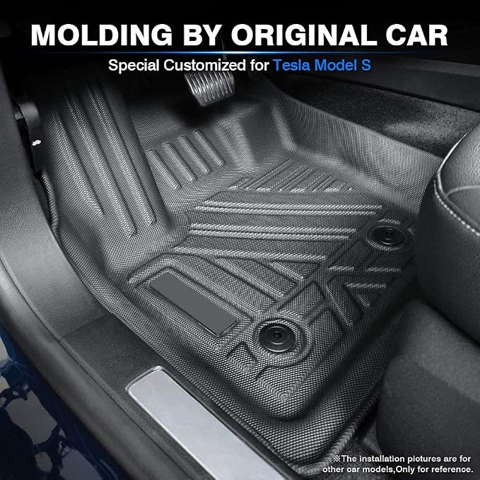 KUST Floor Mats for Tesla Model S Accessories 2012-2024 2025 (Not for Plaid/Long Range) Custom Fit Floor Liners A ll Weather Protection 1st & 2nd Row High Edge Non-Slip