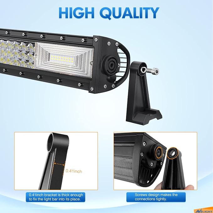 Nilight 2PCS Side-Mounted Brackets Universal Adjustable Mounting Brackets for LED Light Bar, 2 Years Warranty,Black