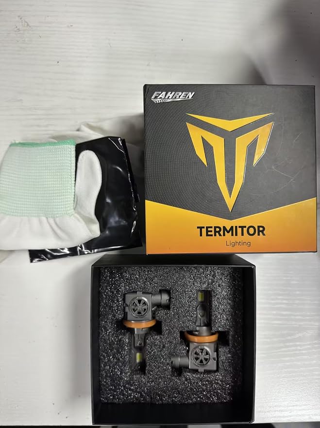 Termitor Latest H11 Driving Light Bulbs, 96,000LM Brightness | 6500K Cool White H9/H8/H16 Driving light bulbs, 10-Year Service Life with Cooling Fan, Real 1:1 Mini Size, Pack of 2