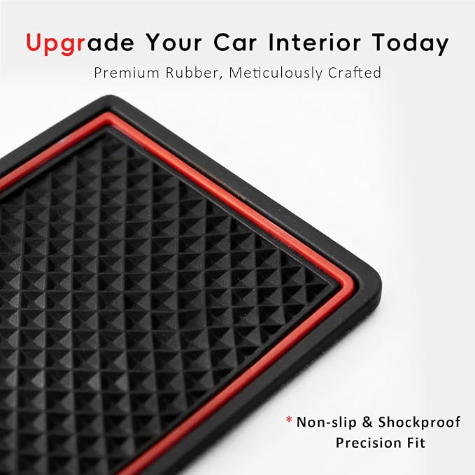 Auovo Cup Holder Inserts Coaster Center Console Liners Compatible with Chevy Malibu Accessories 2017-2025 Silicone Cup Mat Pad Door Liners Car Interior Decoration(Red, 7PCS-with Door Liners)