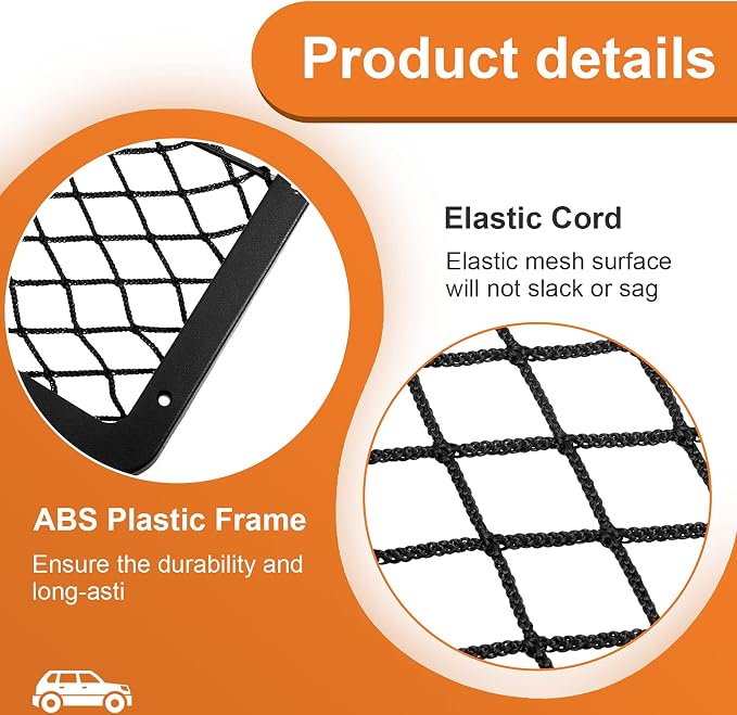 Frienda 2 Pcs Boat Storage Net Bag, ABS Plastic Car Framed Mesh Net Holder, Phone & Cargo Organizer with Screws for Auto, Rv, Boat, Pontoon, Truck Pocket Storage (14 x 7.3 Inch)
