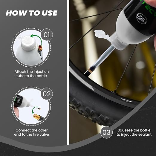HEB Allscape Tire and Tube Sealant Puncture Repair Sealant, 2-in-1, Premium, Prevent and Repair, Suitable for Bike Tires and Tubes, Eco-Friendly, 13oz Bottle