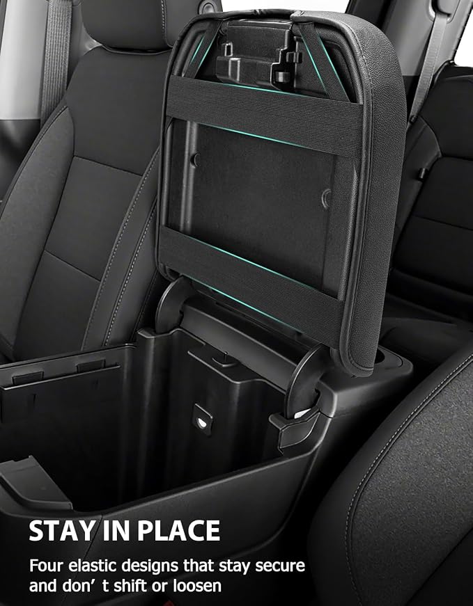 Center Console Cover for Chevy Silverado & GMC Sierra 1500 Accessories 2019-2026, Tahoe & Suburban & Yukon 2021-2026, Vinyl Car Armrest Protector, Floor Console Bucket Seat Only, Anti-Scratch, Black