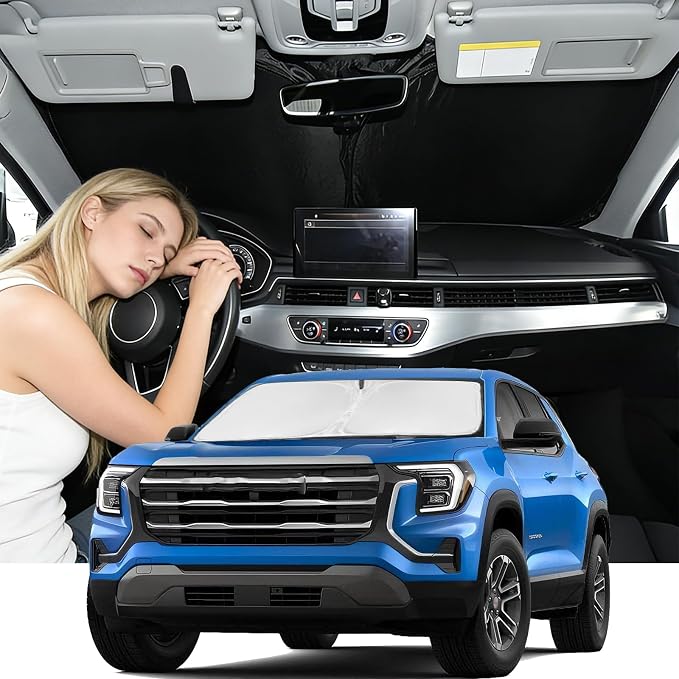 Windshield Sunshade for GMC Terrain 2025-2026 Sun Shade 4 Layers | Upgrade Blocks UV Rays Custom Fit Terrain 240T Car Window Shades Front Windshield Keep Cool Foldable Car Accessories