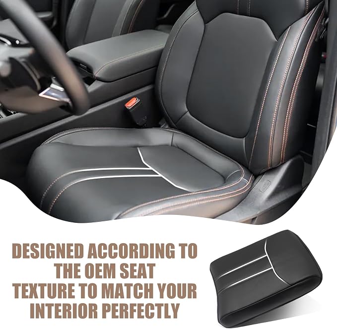 Muslogy Center Console Armrest Cover Fit for Honda Pilot 2023-2026, 2024-2026 Ridgeline/Passport Accessories, Comfort Armrest Pad Console Lid Cushion Vegan Leather Regular Thick(Black/White Trim)