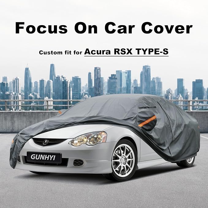 GUNHYI Premium Car Cover Custom Fit Acura RSX Type-S, 16 Layers Heavy Duty Car Cover Waterproof All Weather with Zipper Door for Sun Rain Snow Dust Uv Protection