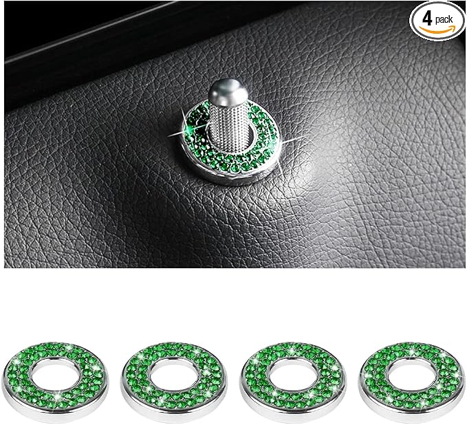 4PCS Bling Inner Car Door Lock Cover Stickers, Rhinestones Pull Rod Bolt Decorations, Crystal Auto Decals for Women Girls, Sparkly Car Door Lock Pin Caps for C Class C200L GLC260 C260L