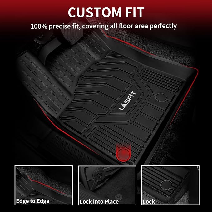 LASFIT Floor Mats for Nissan Rogue 2021-2026 (Not Fit Rogue Sport), Custom Fit All Weather Protection Durable TPE Floor Liners for Nissan Rogue S/SV/SL/Platinum 2021-2026 1st & 2nd Row Car Mats, Black