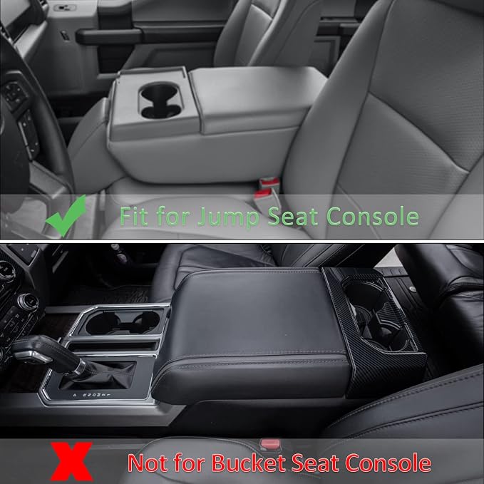 JDMCAR Jump Seat Console Cover for Ford F150 2015-2026 Thick PU Leather | Thicker Center Console Cushion Compatible with 2015-2026 Ford F150 / 2017-2026 F250 F350 F450 with 40/20/40 Jump Seat