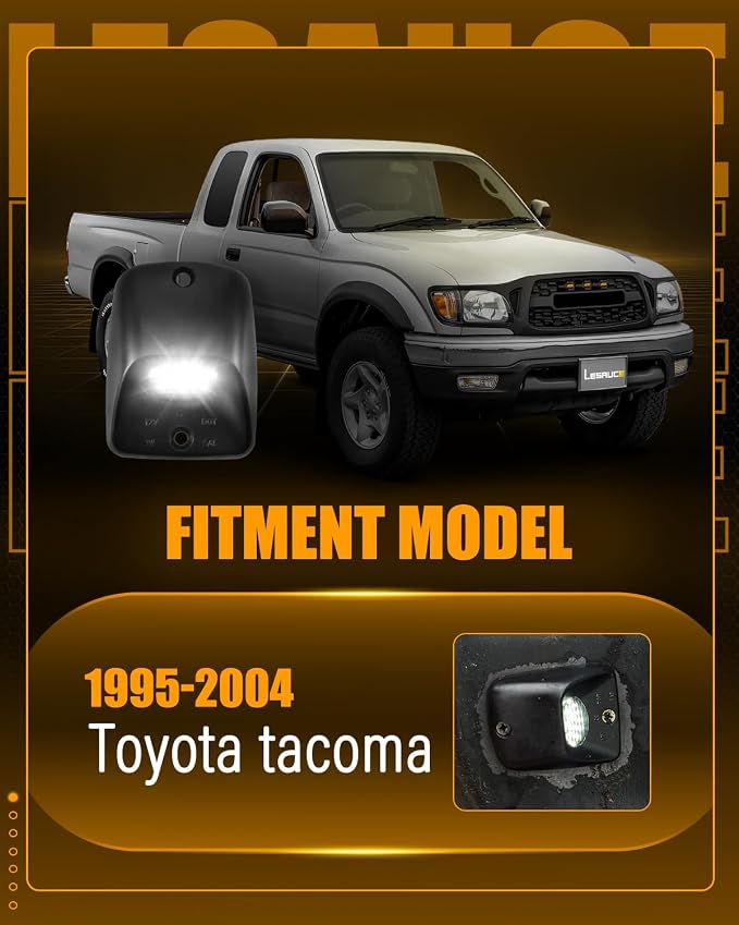 LESAUCE Upgraded License Plate Lights Compatible with 1995-2004 Toyota tacoma, 6000K White, Smoke Lens, Tag Lamp Assembly Replacement, IP68 Waterprooof, Pack of 2