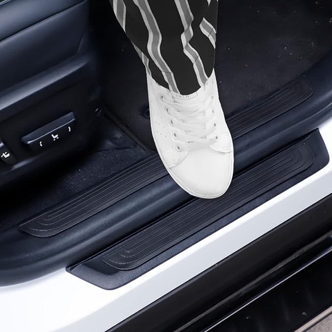 SINGARO Car Door Threshold Protection, 4PCS Door Edge Step Dust Shield Cover, Door Width 19.8x1.57inch Car/SUV Universal Rubber Scratch Resistant Exterior Accessories (Black)