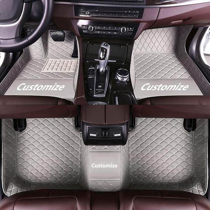 Custom Fit Car Floor Mats - Full Coverage Automotive Leather Floor Liners for Most Vehicles by MingyunSM (Gray)