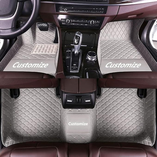 Custom Fit Car Floor Mats - Full Coverage Automotive Leather Floor Liners for Most Vehicles by MingyunSM (Gray)