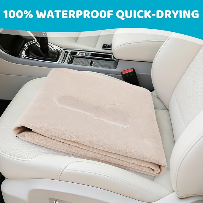 Back Seat Cover Waterpoof Rear Bench Towel Seat Cover for Gym Swimming Surfing Running, Non-Slip Rear Seat Protector Ufor Universal Anti-Slip Car Truck SUV Seat (Bench Tan)