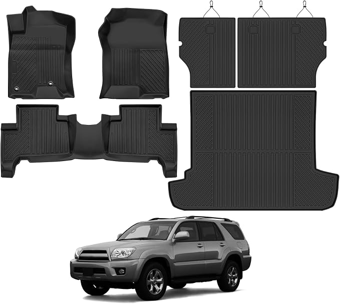 Custom Fit Floor Mats for Toyota 4Runner 2003-2009 | All Weather TPE Floor Liners with Trunk Mat & Backrest Protectors | Odorless Full Set Interior Accessories