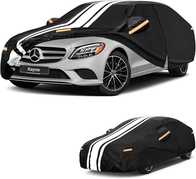 Kayme Mercedes Benz C Class Car Cover Waterproof All Weather, Custom Fit for C300 C350 C400 C450 C63 AMG (2008-2026), Gift with Tape/Towel, Outdoor Full Exterior Cover Rain Snow Sun UV Protection.
