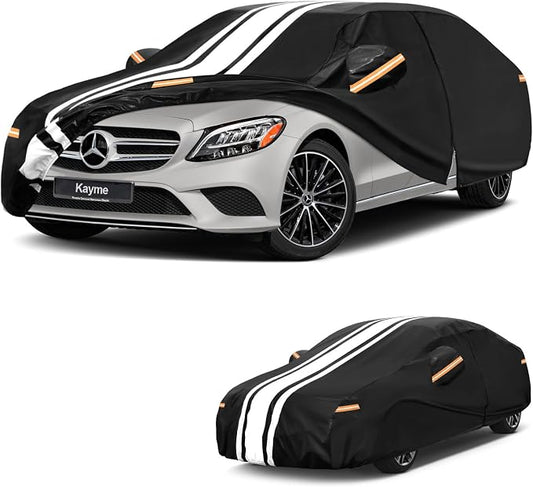 Kayme Mercedes Benz C Class Car Cover Waterproof All Weather, Custom Fit for C300 C350 C400 C450 C63 AMG (2008-2026), Gift with Tape/Towel, Outdoor Full Exterior Cover Rain Snow Sun UV Protection.