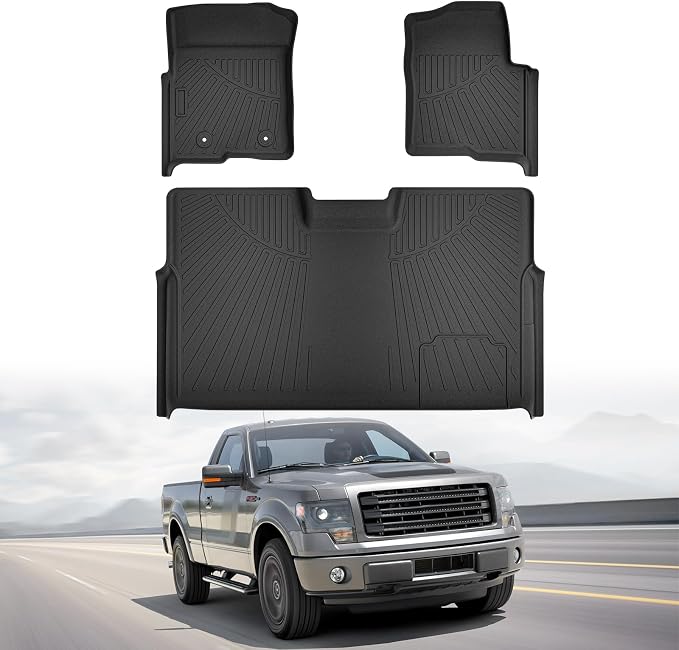 Cartist Floor Mats for Ford F-150 SuperCrew/Crew Cab 2010-2014 Bucket Seat, All Weather Floor Liners for F150 Accessories W/O Manual Shifter, Heavy Duty Car Mats, Car Accessories