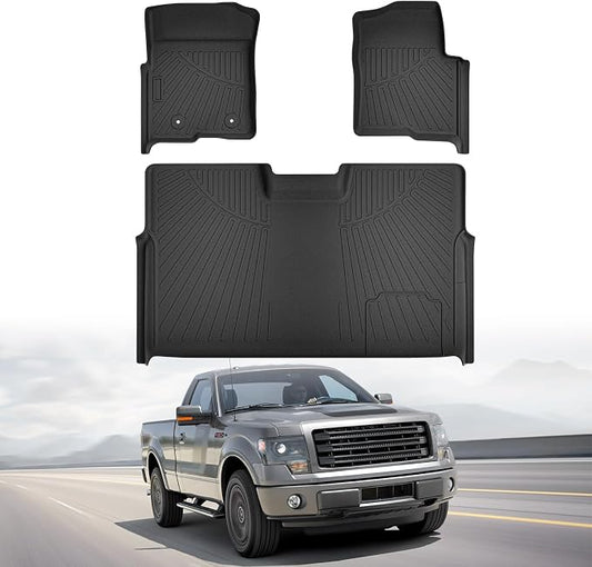 Cartist Floor Mats for Ford F-150 SuperCrew/Crew Cab 2010-2014 Bucket Seat, All Weather Floor Liners for F150 Accessories W/O Manual Shifter, Heavy Duty Car Mats, Car Accessories