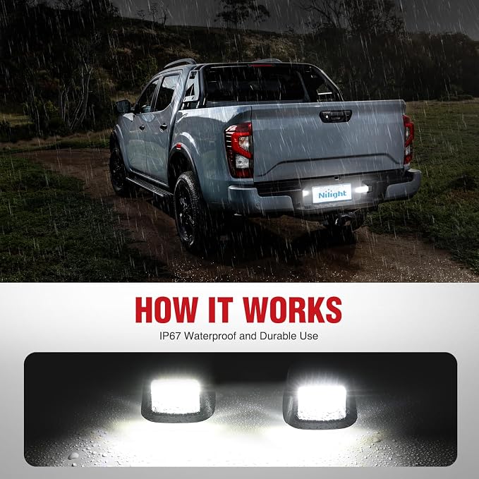 Nilight License Plate Light Compatible with 2007 2008 2009 2010 2011 2012 2013 2014 2015 2016 2017 2018 2019 2020 2021 Nissan Frontier Navara D40 2007-2015 Titan Armada Xterra Black Housing