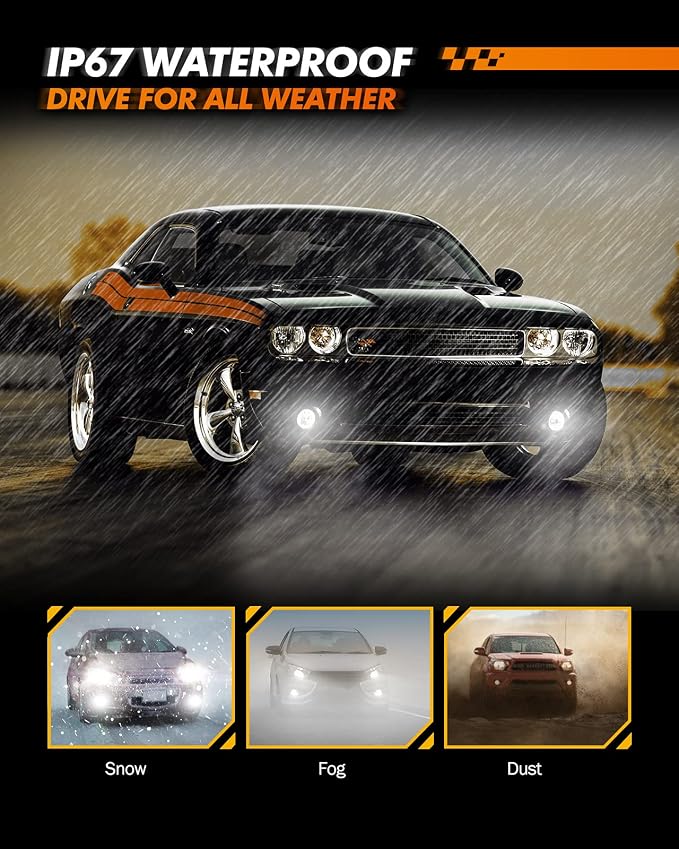 SEALIGHT H11 H16 LED Fog Light Bulb, Real 1:1 Mini Size, 6500K Cool White 6000LM H8/H16 LED Fog Lights For Cars,Trucks,SUV, 400% Brightness With Strong Penetration, 3 Mins Plug-N-Play, Pack of 2
