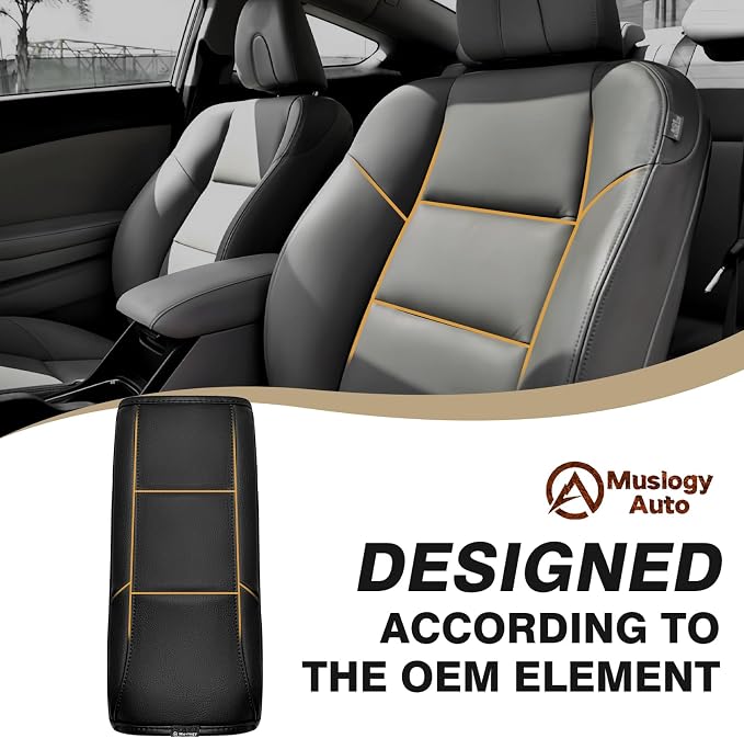 Muslogy Center Console Armrest Cover Fit for Honda Civic 2012-2015 Accessories, Comfort Armrest Pad Console Lid Cushion Vegan Leather Regular Thick