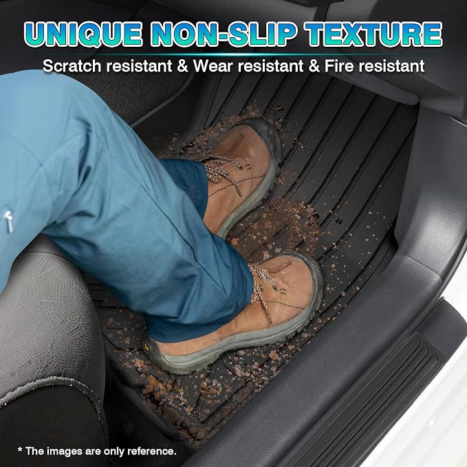 T TGBROS Floor Mats for 2016-2023 Toyota Tacoma Double Cab (Only for Automatic) with Anti Slip Driver Pad Door Sill Protector, All Weather TPE Front Floor Liners Non Slip Mat Entry Guard 7PCS