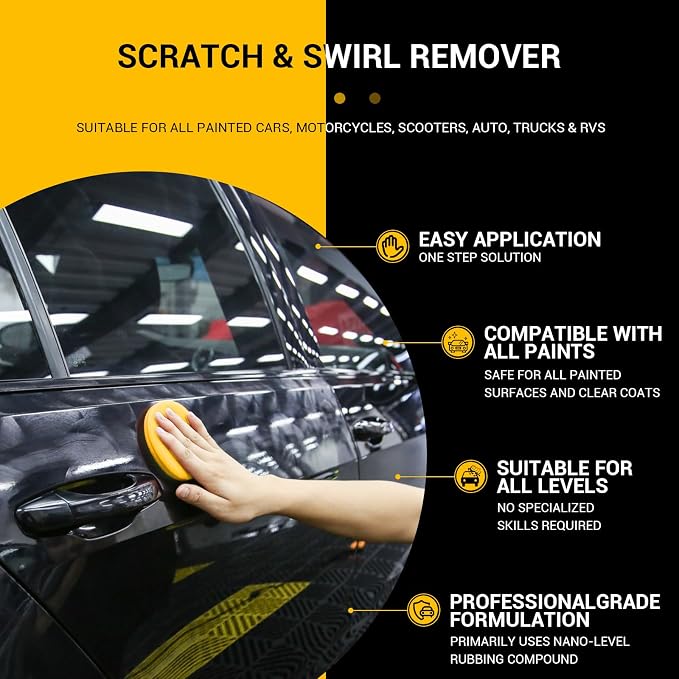 Car Scratch Remover for Vehicles, Scratch Repair Wax, Rubbing & Polishing Compound, Easily Removes Surface Scratches, Effectively Reduces Swirl Marks for Cars and Other Vehicles, 3.4oz/100ml