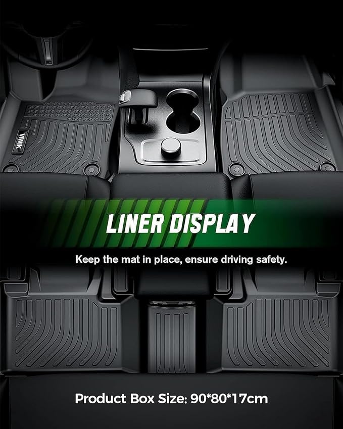 VIWIK Floor Mats Compatible for Ford F150 2015-2025 SuperCrew/Crew Cab for Ford F150 Car Mats All Weather Protection Custom Full Set Include 1st and 2nd Row, Automotive Floor Liner TPE Black 3PCS