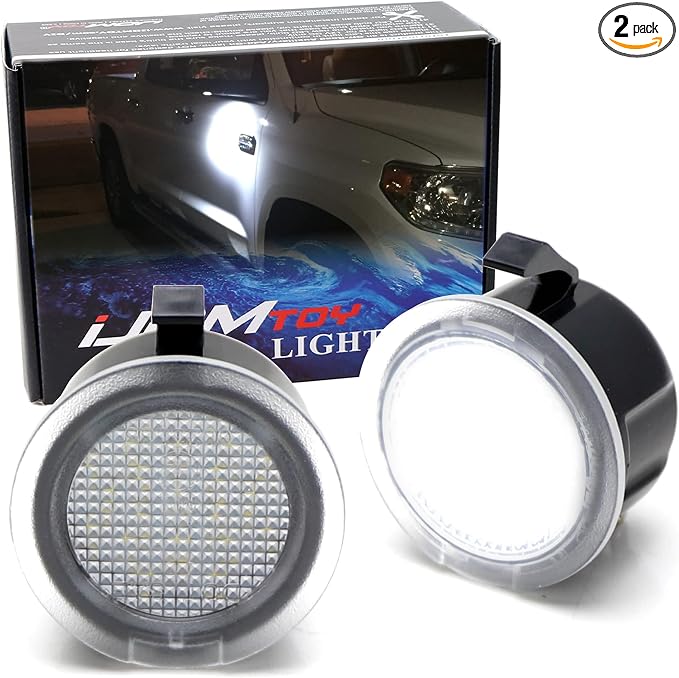 iJDMTOY Xenon White 18-SMD Full LED Under Side Mirror Puddle Lights Compatible With Toyota 2007-2021 Tundra Sequoia