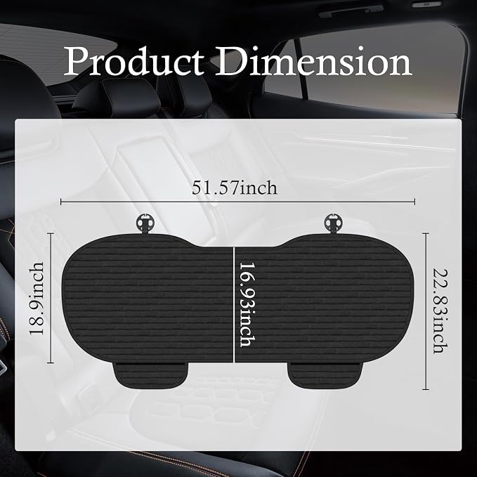 Car Back Seat Cover,Non-Slip & Breathable Bench Seat Cover with Side Pockets for Car Storage & Protecting Interiors,Universal All-Season Seats Back Protector for Most Cars,SUVs (Rear Seat Cover)