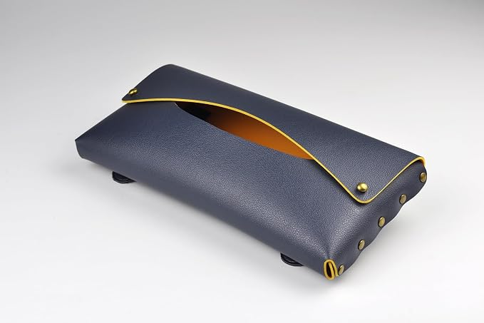 Car Tissue Holder, Tissue Case for Sun Visor, PU Leather Backseat Napkin Holder with Clips (Navy Blue)