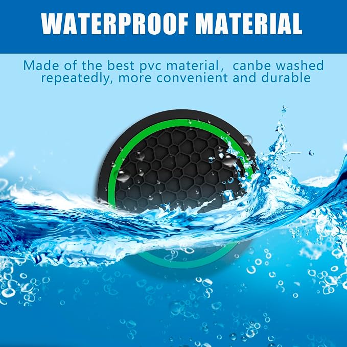 Car Cup Holder Coasters, Dustproof Automotive Interior Accessories Mat,2.75 Inch Non-Slip Insert Water Bottle Holder Pads, Universal for Vehicles, Trucks, RVs and More (Black/Green, 2PCS)
