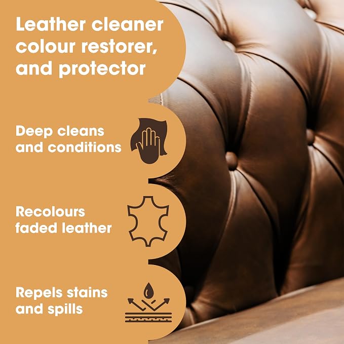 Furniture Clinic Leather Complete Restoration Kit | with Leather Recoloring Balm, Cleaner, 2-in-1 Protection Cream & Conditioner, Sponge, and Cloth | Repair Kit for Furniture (Ivory)
