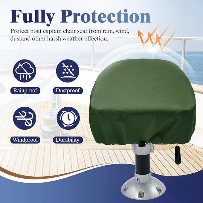 2 Pack Boat Seat Covers Waterproof 900D Heavy Duty Boat Folding Chair Cover | 18W x 20D x 14H inch, Green