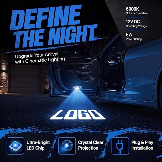 2Pcs Car Door Lights Logo Projector Compatible with Highlander Camry 4Runner Sienna Corolla Tundra Prius Venza Prado Sequoia Reiz, 3D LED Car Door Welcome Puddle Lights, 4K HD Ghost Shadow Lamp(Blue)