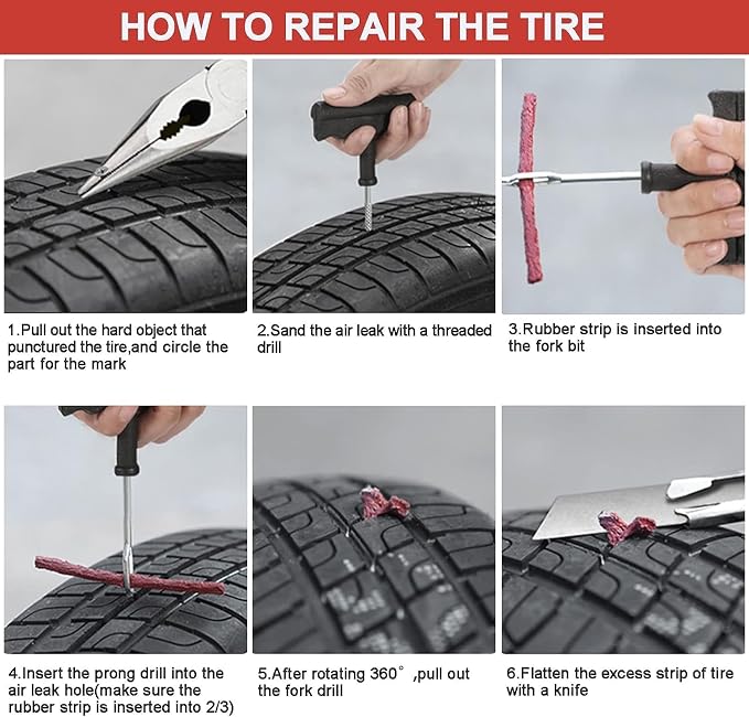 100 Pcs Tire Repair Plugs, Tire Repair Gum for Tubeless Puncture,Tires Strings Rubber Plug Tool for Car, RV, SUV, ATV, Motorcycle, Truck,Tractor