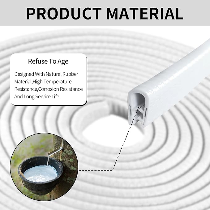 Car Door Edge Guards, 16Ft Rubber Seal Car Door Edge Trim, U Shape Door Edge Protector Guard, Aluminum Weather Proofing Automotive Door Edge Molding Protection for Most Car (White, 16Ft)