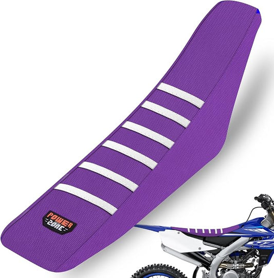 Dirt Bike Seat Cover - White Stripe Universial Seat Cover for Dirt Bike - Motorcycle Motorcross Enduro Seat Covers (Purple)
