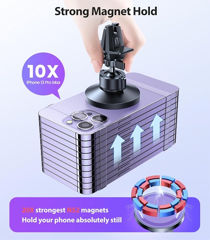 VICSEED for MagSafe Car Mount [Upgraded Strongest Magnet Power] Magnetic Phone Holder for Car Vent 360 Adjustable Magnetic Phone Mount for iPhone 17 Pro Max 16 15 14 13 12 Plus Mini, Purple