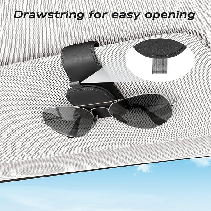 Sotfamily Sunglass Holder for Car Visor, Black, 2 Packs | Suede Cloth, Magnetic, Organizer for Car Accessories