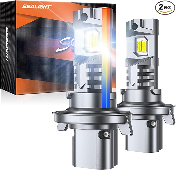 SEALIGHT H13/9008 Bulbs 40000LM Extra Wide View, 6500K Super White H13 bulbs With Cooling Fan 1:1 Design Easy Installation,Headlight Eyebrows, Pack of 2