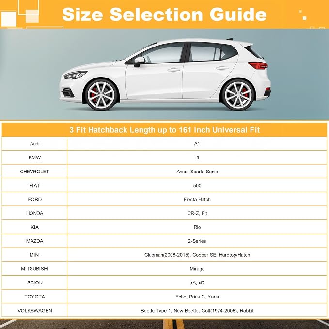 GUNHYI 16 Layers Hatchback Car Cover Waterproof All Weather, Universal Fit Honda Fit, Toyota Yaris, Kia Rio, Mitsubishi Mirage, Chevrolet Spark/Sonic, Ford Fiesta, Mini Cooper 2-Door/4-Door etc.